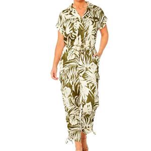 Ralph Lauren Women's Green Palm Leaf Print Jumpsuit Size22W